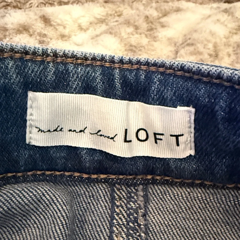 LOFT Blue Button-Front Mini Skirt - Picture 2 of 4
